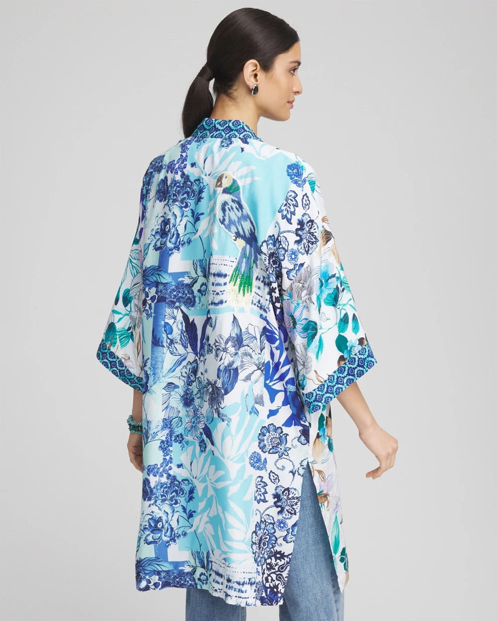 Chico's Island Motif Long Kimono