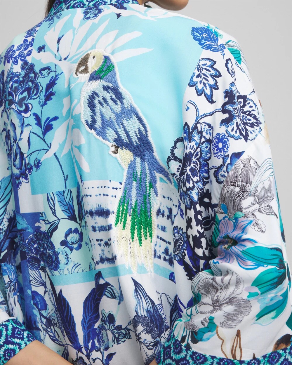 Chico's Island Motif Long Kimono