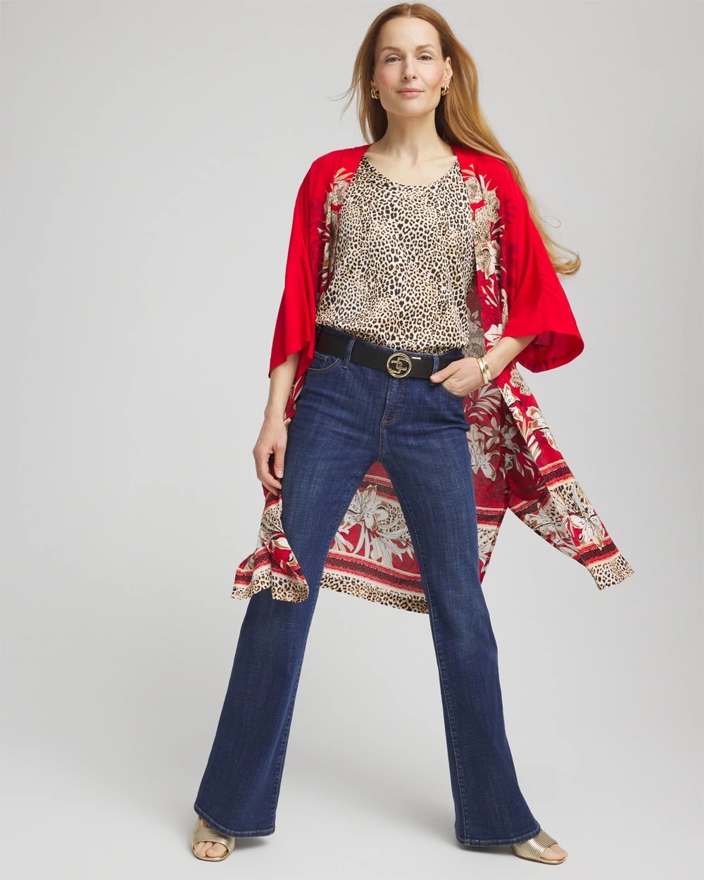Chico's Art Nouveau Long Kimono