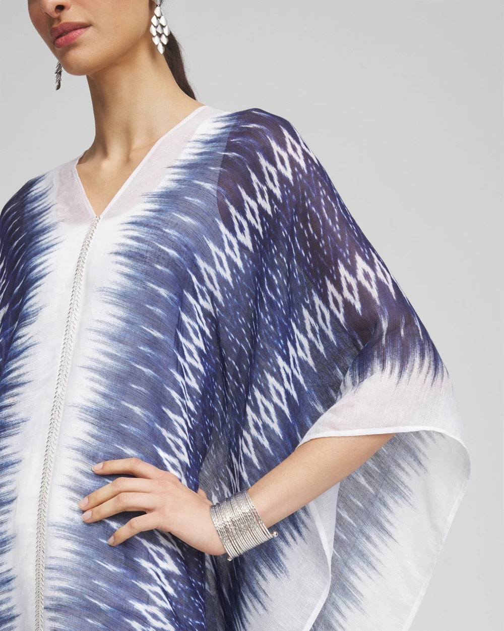 Chico's Long Embellished Linen Kaftan