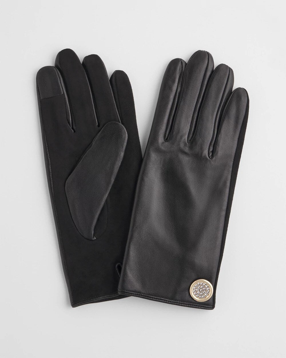 Chico's Leather Button Detail Gloves
