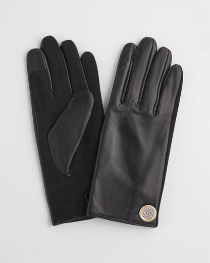 Chico's Leather Button Detail Gloves