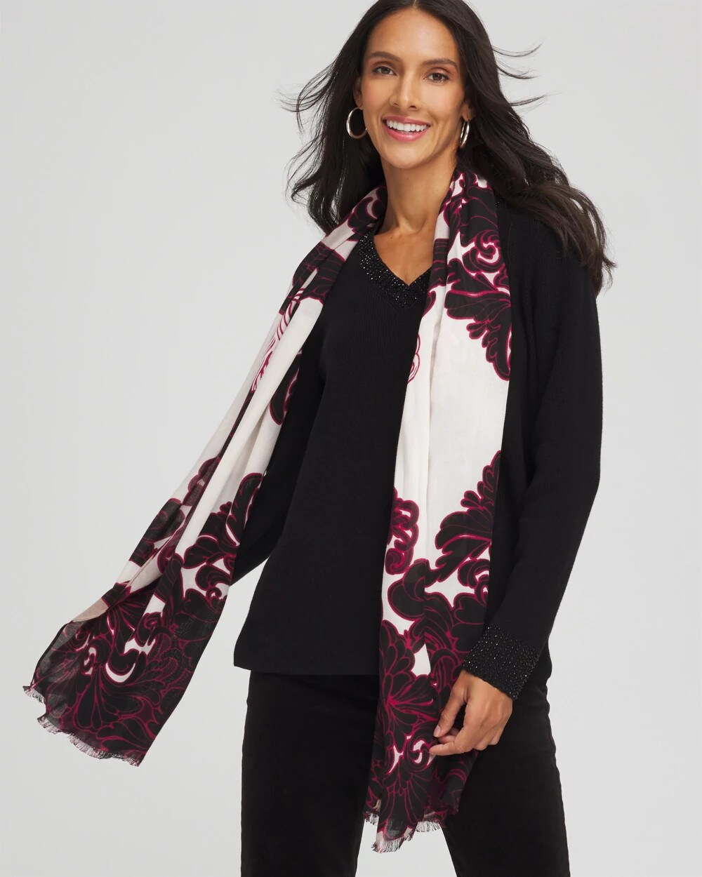 Chico's Maude Medallion Oblong Scarf