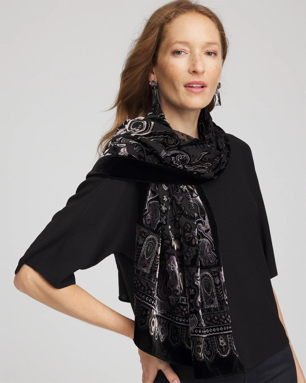 Chico's Velvet Burnout Oblong Scarf