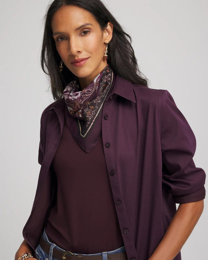 Chico's Frosty Floral Square Neckerchief Scarf