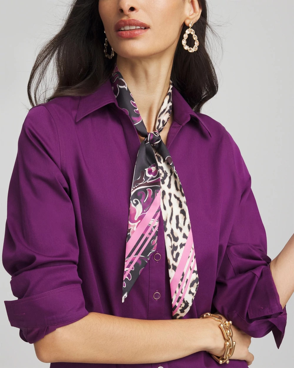 Chico's Floral Animal Print Skinny Scarf
