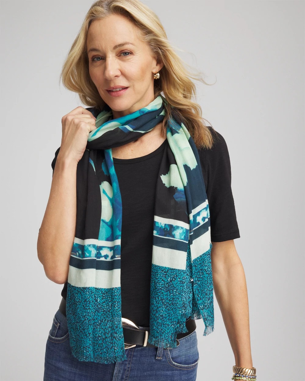 Chico's Glacier Colorblock Oblong Scarf