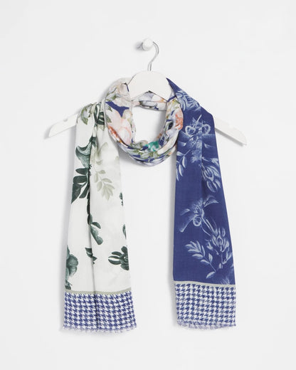Chico's Colorblock Floral-Print Oblong Scarf