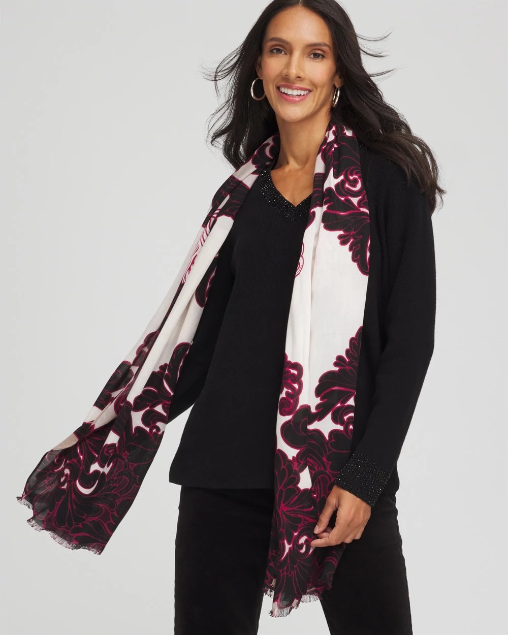 Chico's Maude Medallion Oblong Scarf