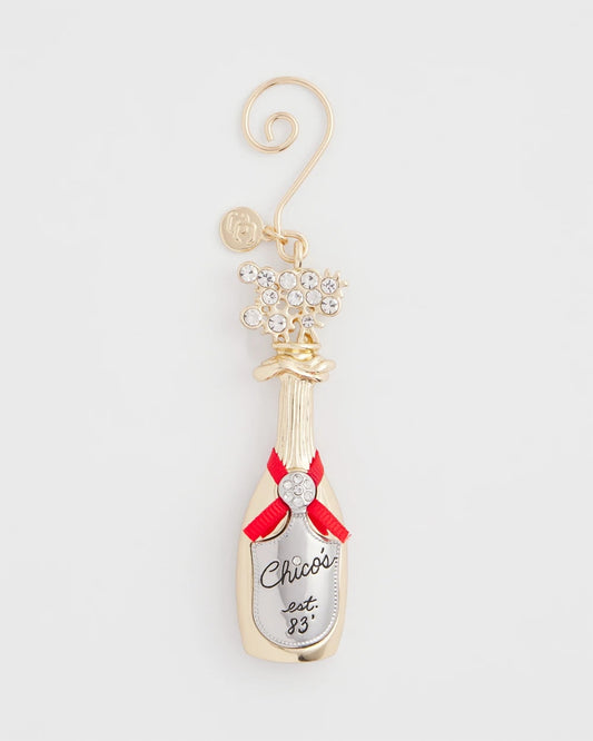 Chico's Champagne Bottle Ornament