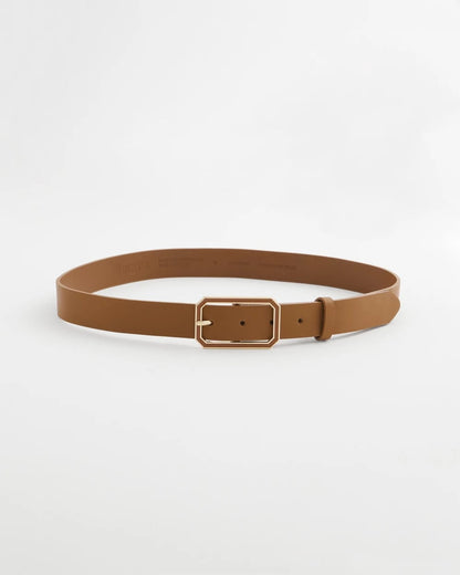 Chico's Cognac Enamel Buckle Trouser Belt