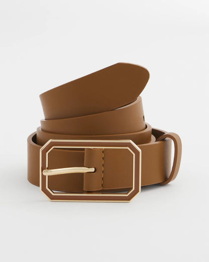 Chico's Cognac Enamel Buckle Trouser Belt