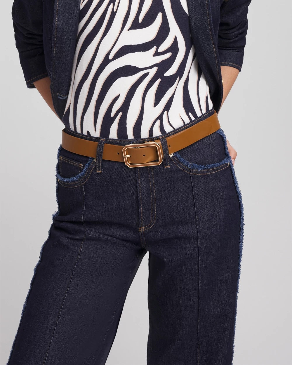 Chico's Cognac Enamel Buckle Trouser Belt