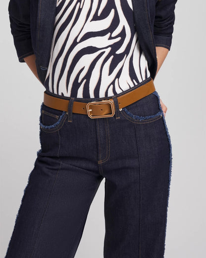 Chico's Cognac Enamel Buckle Trouser Belt