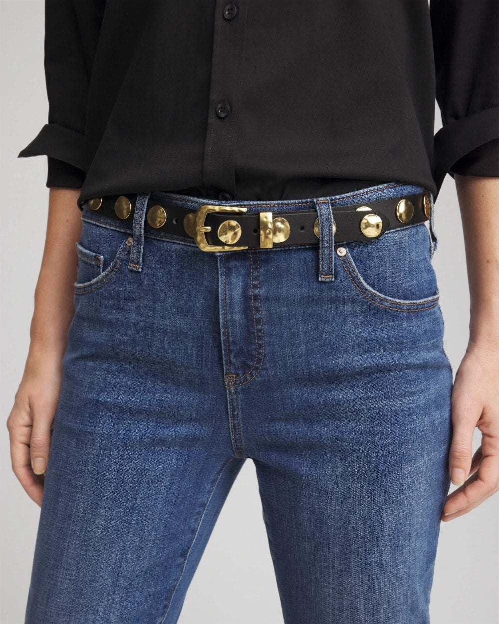 Chico's Studded Faux Leather Trouser Belt