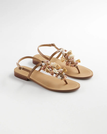 Chico's Beach Seashell T-Strap Sandals