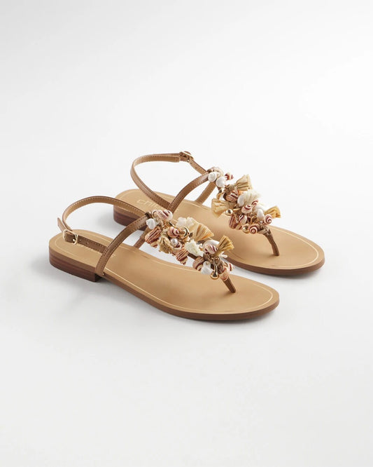 Chico's Beach Seashell T-Strap Sandals