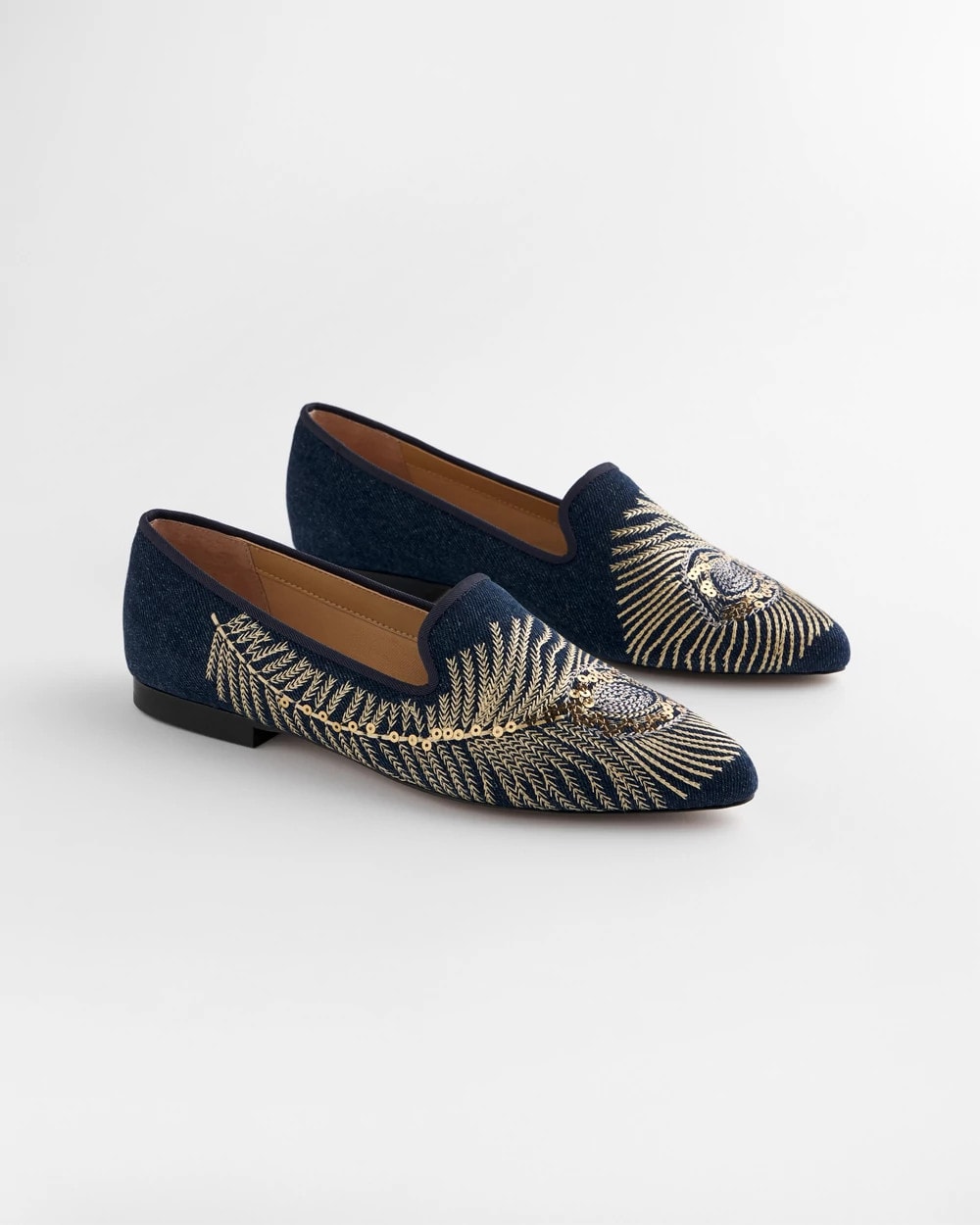 Chico's Peacock Embroidered Flats