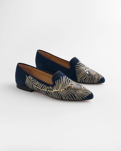 Chico's Peacock Embroidered Flats
