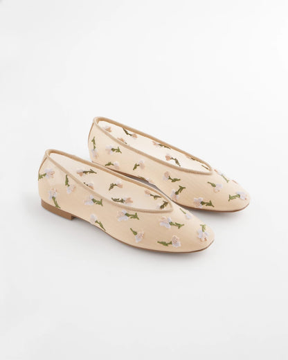 Chico's Orchid Embroidered Ballet Flats
