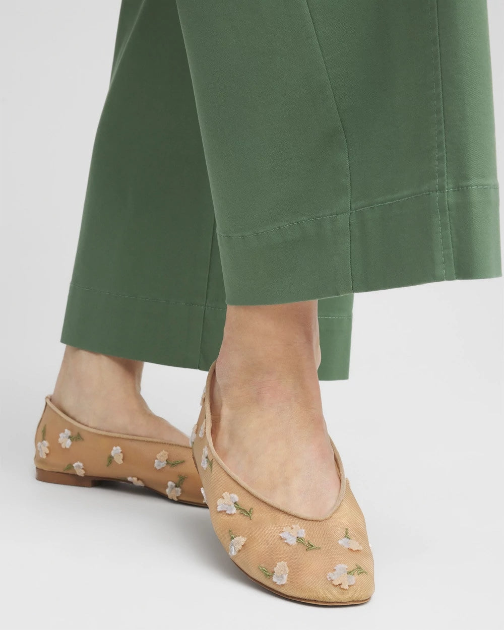 Chico's Orchid Embroidered Ballet Flats
