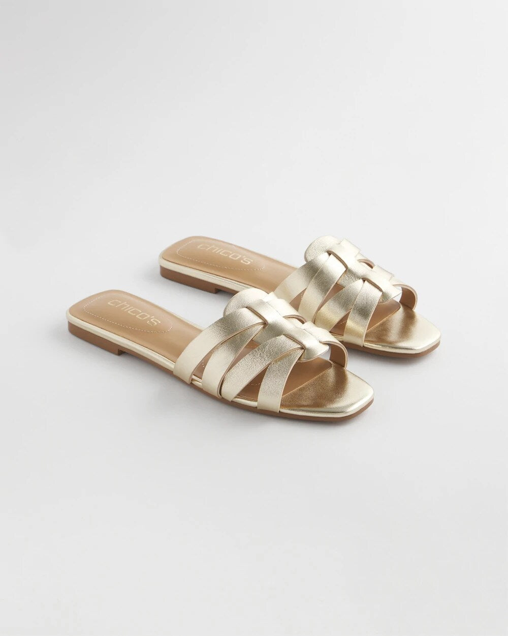 Chico's Leather Cassidy Cross-Strap Slide Shoes