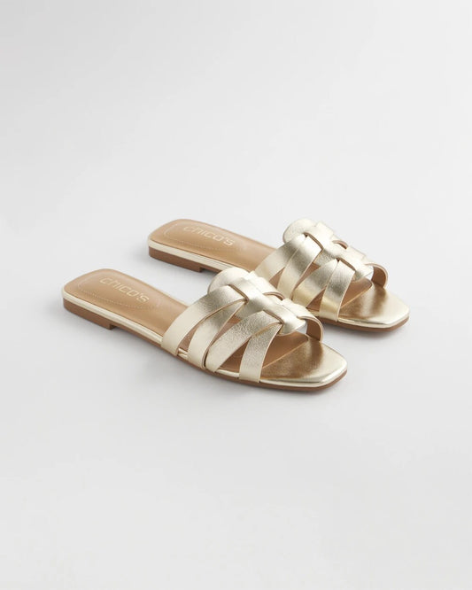Chico's Leather Cassidy Cross-Strap Slide Shoes