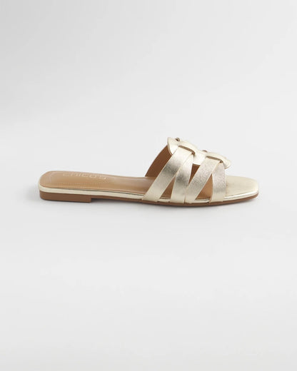 Chico's Leather Cassidy Cross-Strap Slide Shoes