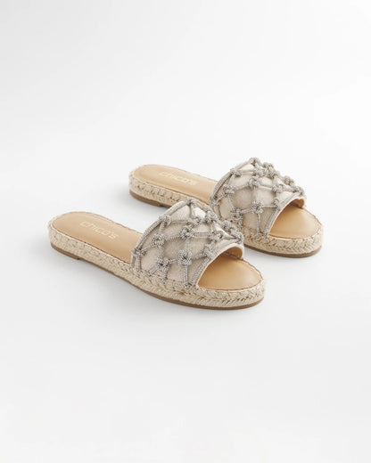Chico's Linen Knotted Espadrille Slides