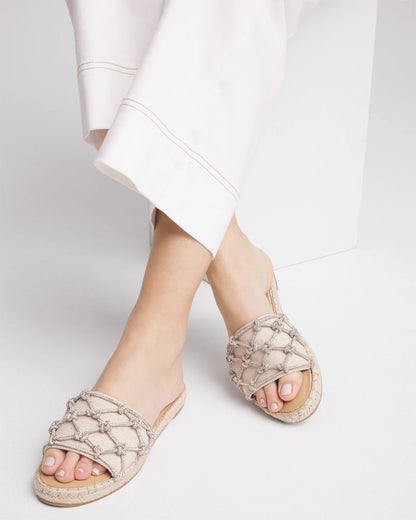 Chico's Linen Knotted Espadrille Slides