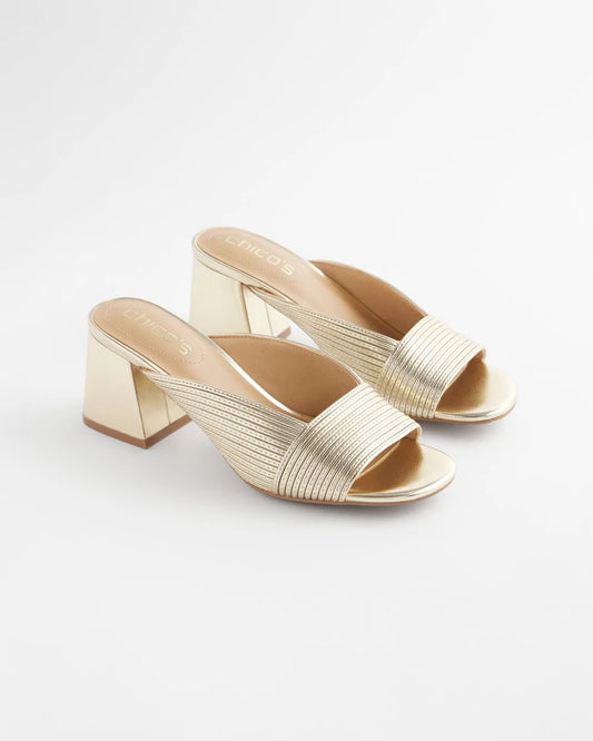 Chico's Vinia Metallic Rope Block Heels