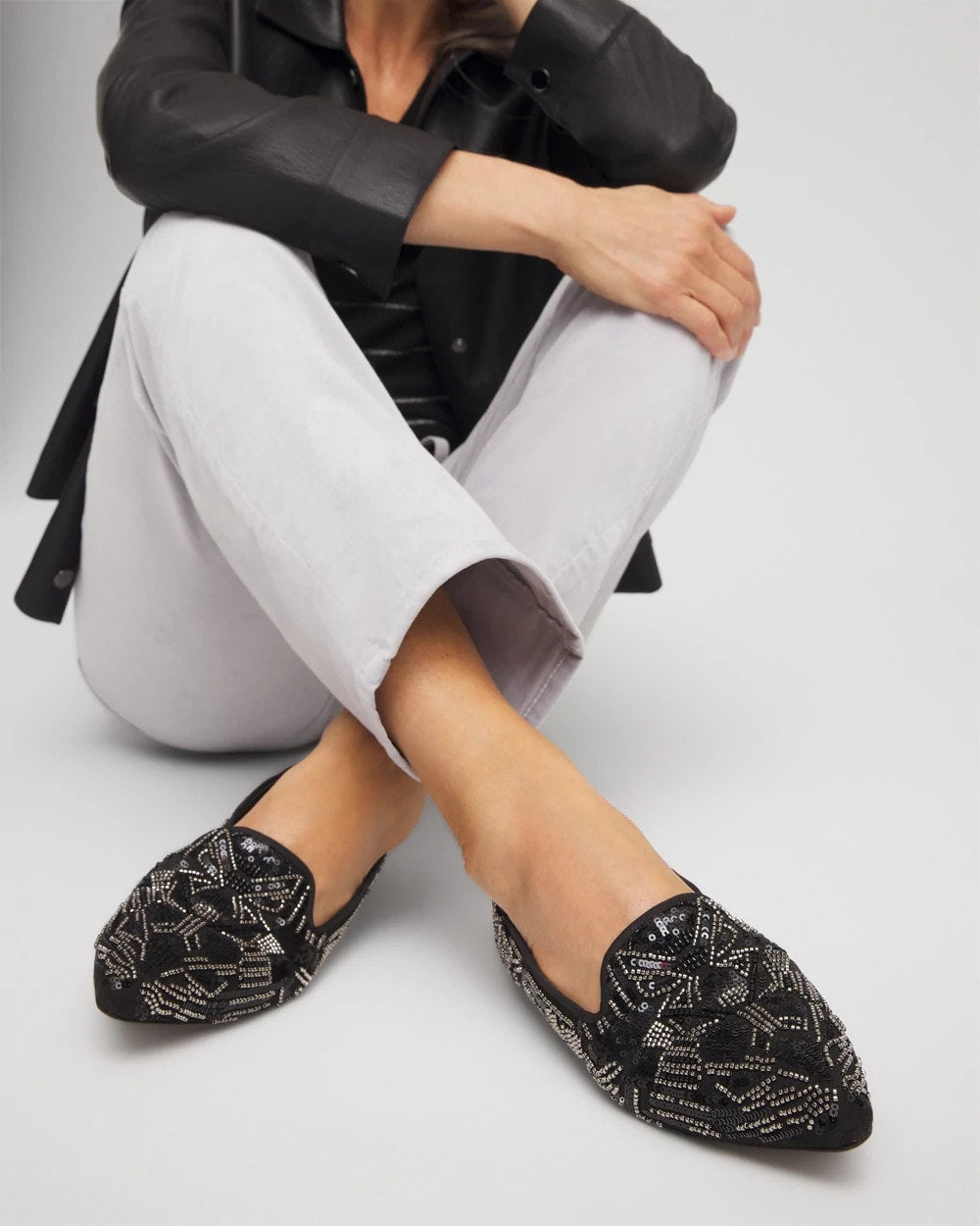 Chico's Gwyn Art Deco Beaded Flats
