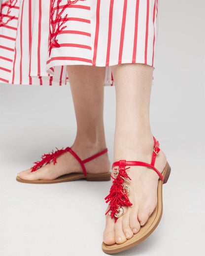 Chico's Coral Beach T-Strap Sandals