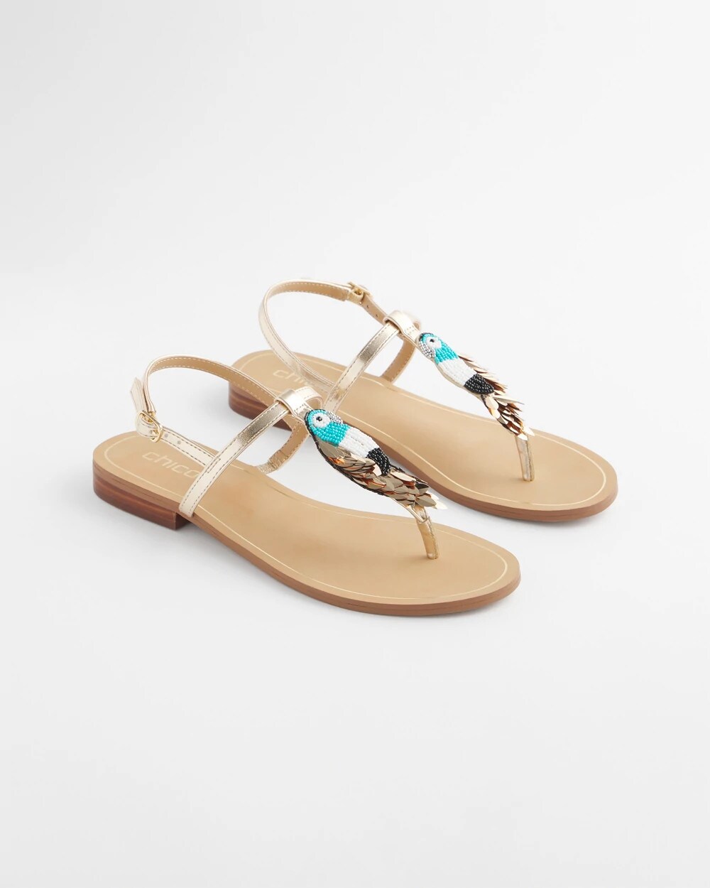 Chico's Beach Parrot T-Strap Sandals