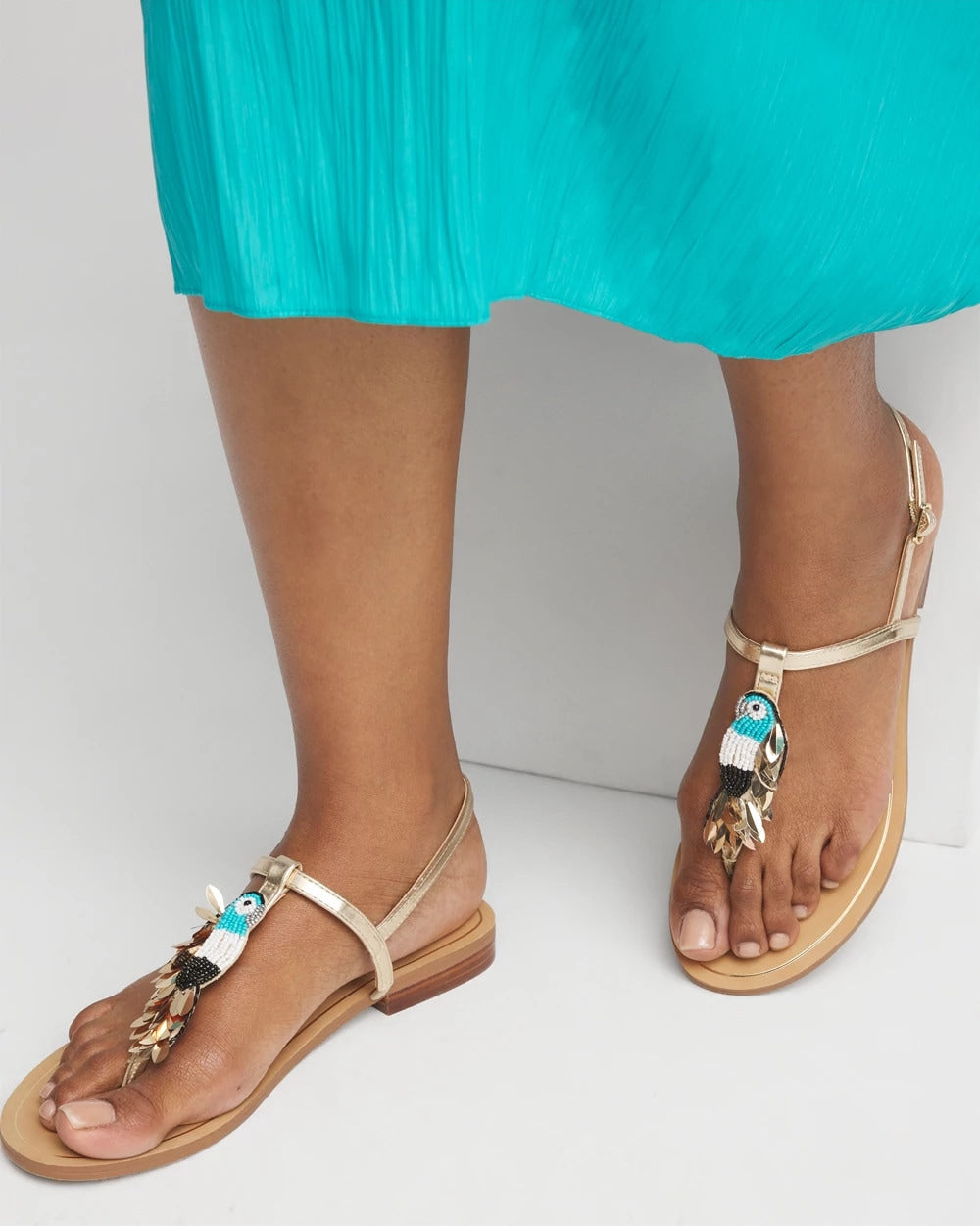 Chico's Beach Parrot T-Strap Sandals