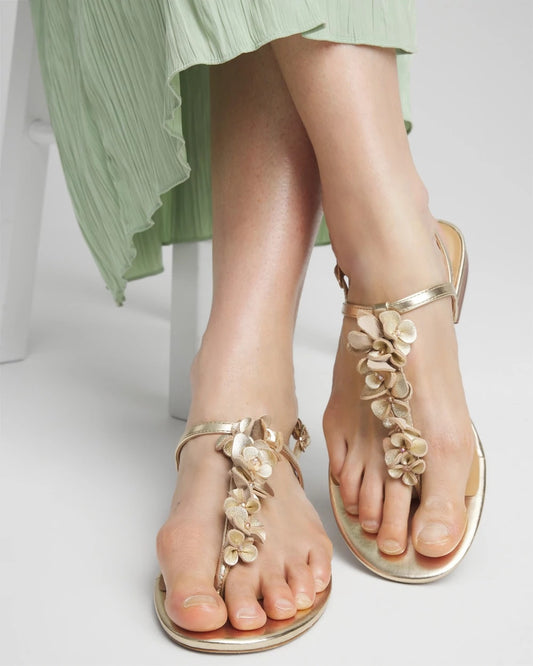 Chico's Sioux Flower T-Strap Sandals