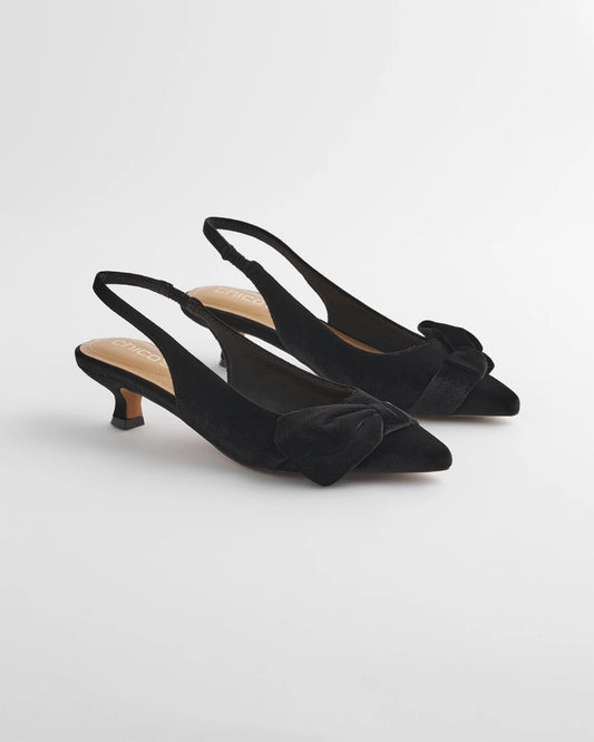 Chico's Charm Velvet Bow Kitten Heels