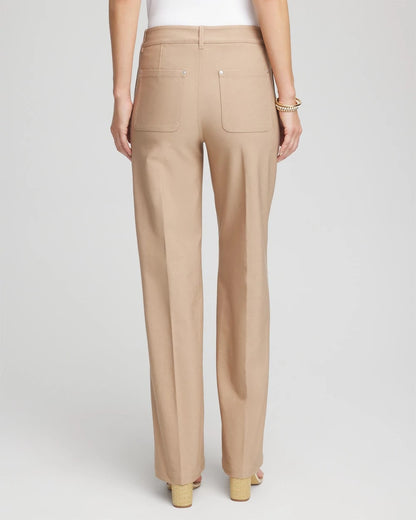 Chico's Petite Cotton Straight-Leg Trousers