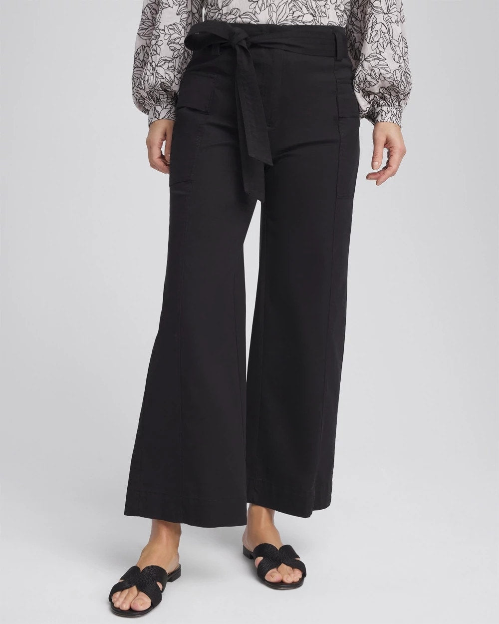 Chico's Petite Belted Twill Utility Cropped Pants