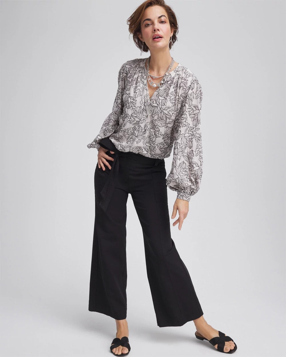 Chico's Petite Belted Twill Utility Cropped Pants