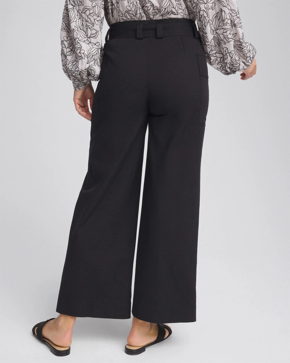 Chico's Petite Belted Twill Utility Cropped Pants