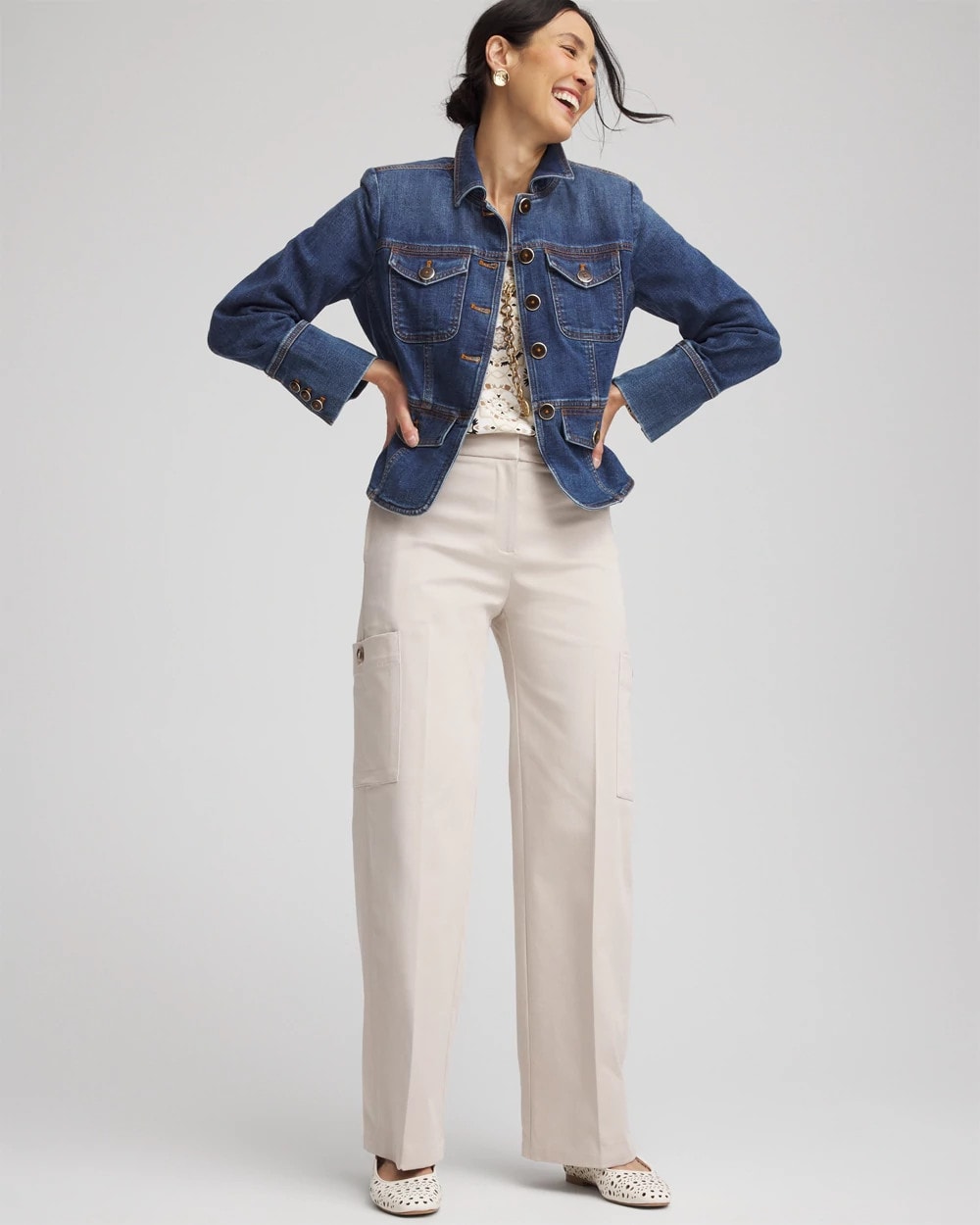 Chico's Petite Sateen Cargo Pants
