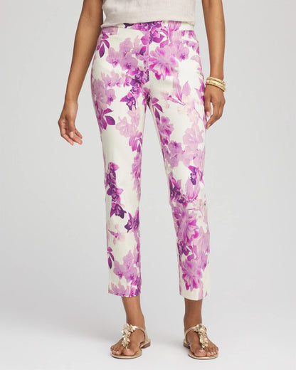 Chico's Petite Floral Brigitte™ Pull-On Slim Cropped Pants