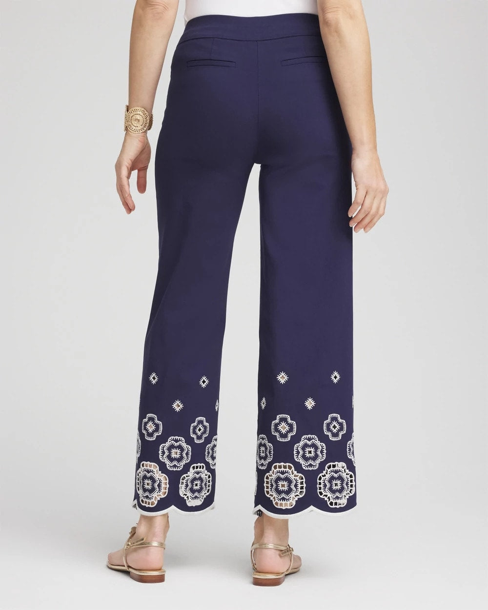 Chico's Petite Brigitte™ 180 Embroidered Wide-Leg Cropped Pants