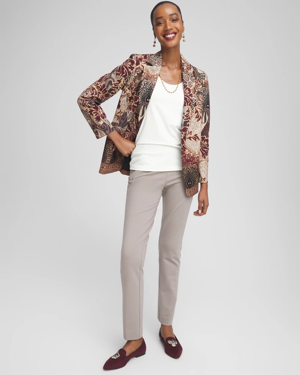 Chico's Petite Juliet Slim Trim Detail Ankle Pants
