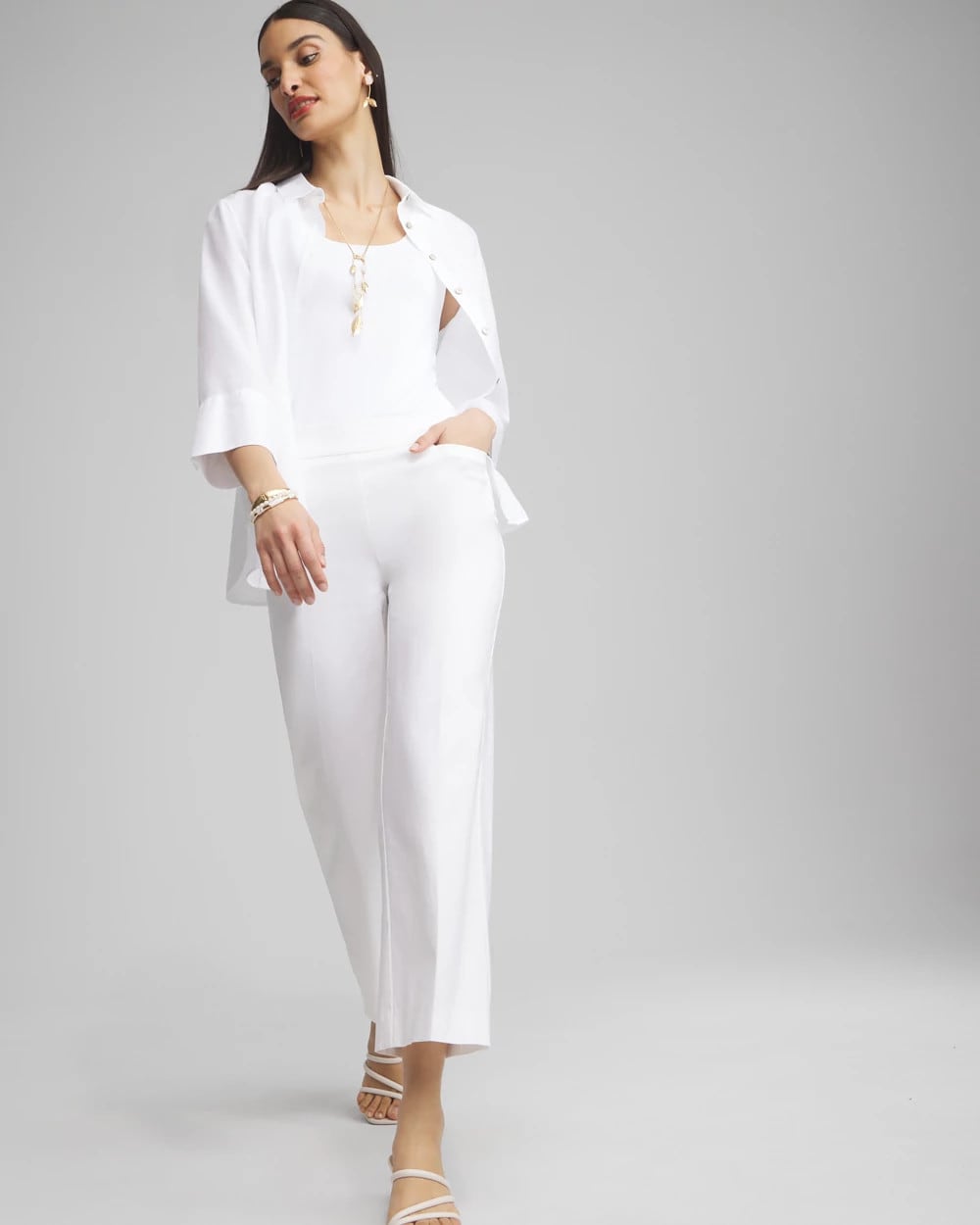 Chico's Petite Brigitte Wide Leg Cropped Pants