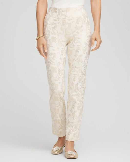 Chico's Petite Juliet Golden Foiled Slim Ankle Pants