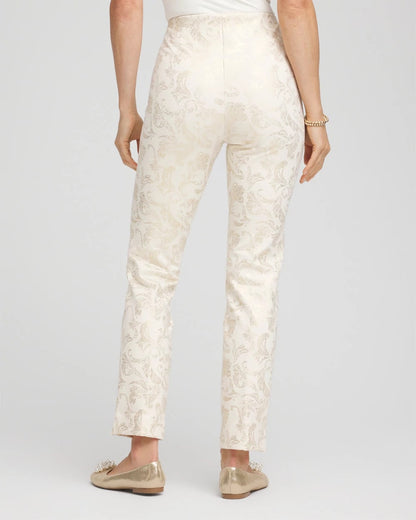 Chico's Petite Juliet Golden Foiled Slim Ankle Pants