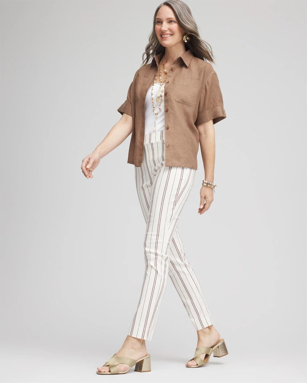 Chico's Petite Brigitte™ Striped Ankle Pants