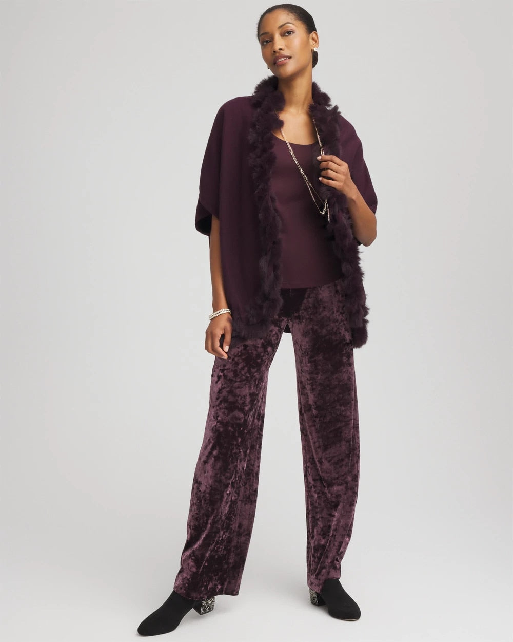 Chico's Petite Crushed Velvet Wide-Leg Pants